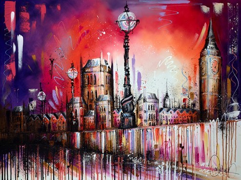 Everything's Peachy V by Samantha Ellis - Original Painting on Box Canvas